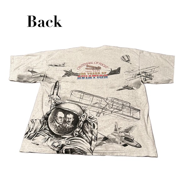 Y2K 2003 AOP Allover Print Air Show 100 Years Of Flight T Shirt / Men’s 2XL * - Picture 4 of 5